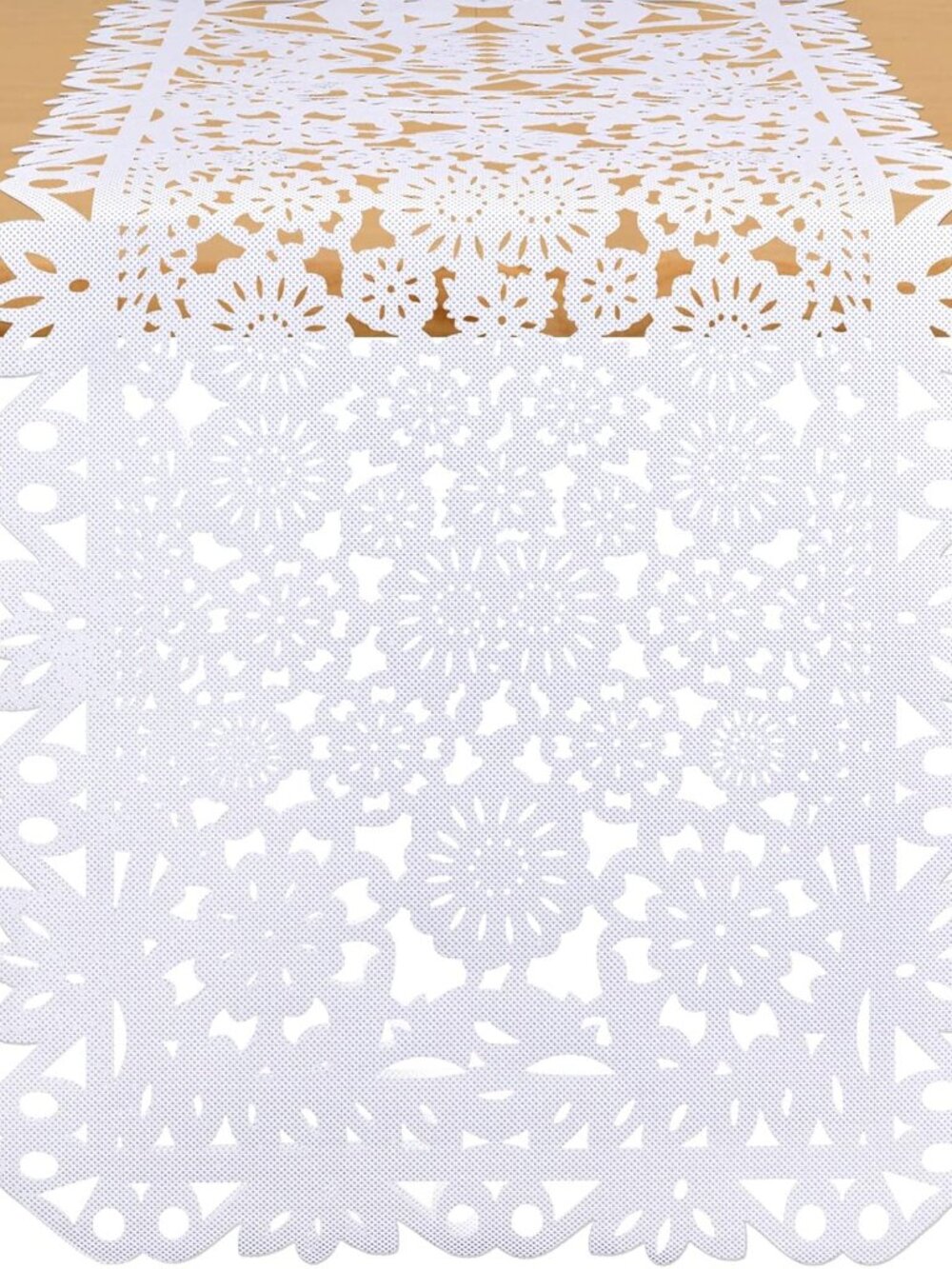 Used White Plastic Papel Picado Tablerunners 10pcs